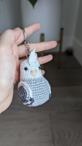 White-Faced Cockatiel Crochet Keychain