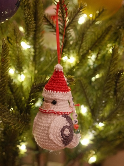 Crochet Cockatiel Christmas Ornament