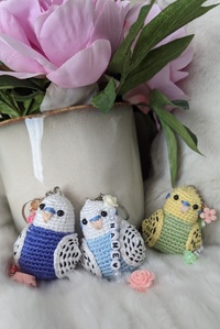 Budgie Parakeet Crochet Keychain