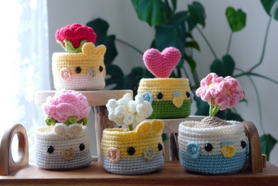 Crochet Cockatiel/Budgie Flower Pot