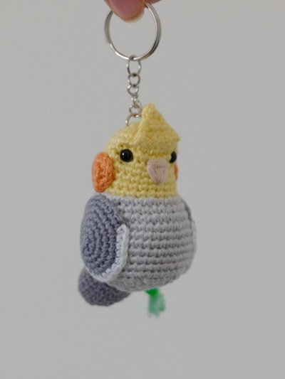 Cinnamon Cockatiel Crochet Keychain