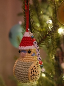 Custom Crochet Budgie Christmas Ornament (With Customized Name & Santa Hat) Amigurumi, Crochet bird, Gift for parrot lovers