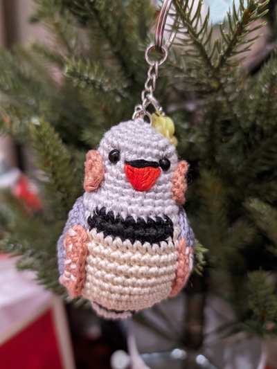 Zebra Finch Keychain Crochet