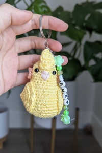 Yellow Cockatiel Crochet Keychain